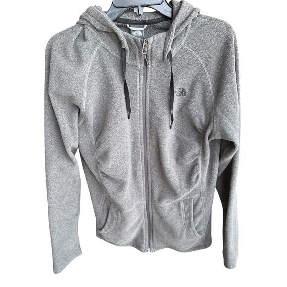 THE NORTH FACE gray fleece ruched full zip hoodie jacket Beachy Gorpcore sz M - Picture 1 of 5